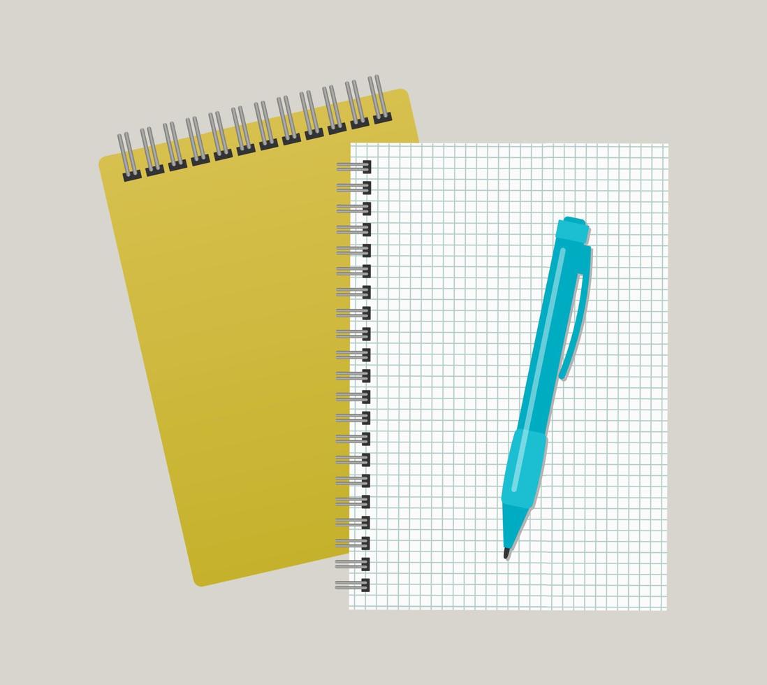 Two notepads and a pen. Vector illustration