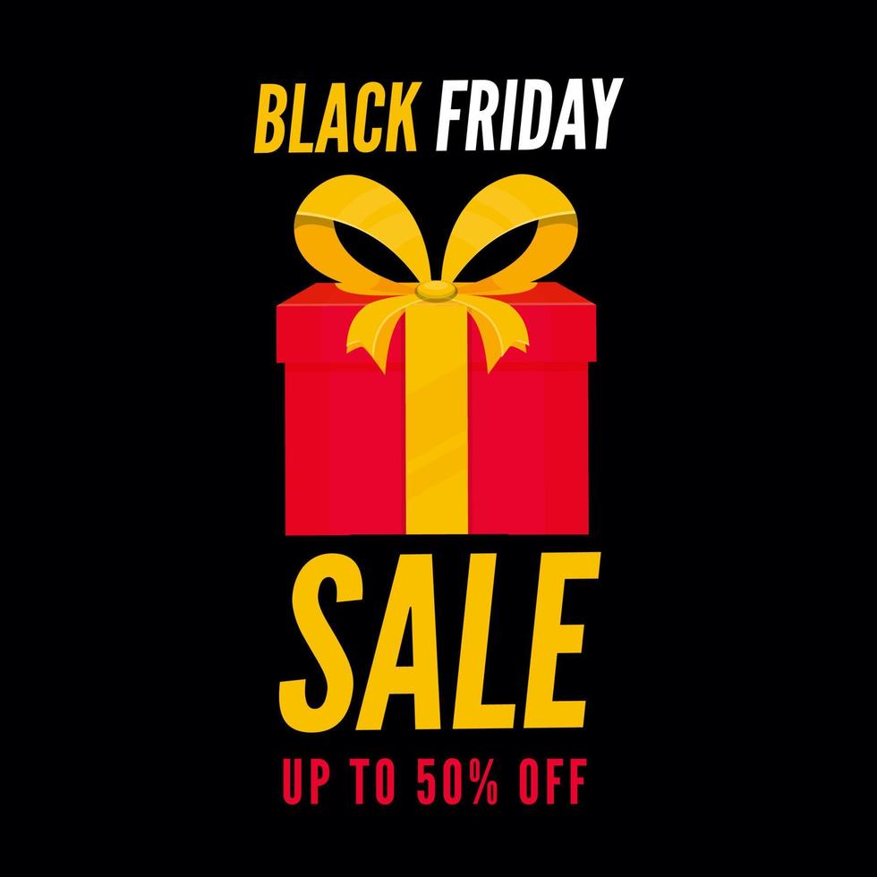 UP TO 50 Off for Black Friday Sale Poster Design with Gift Box. vector