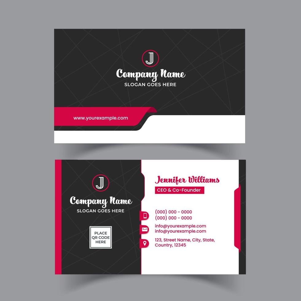 Modern Business Or Visiting Card Design On Grey Background. vector