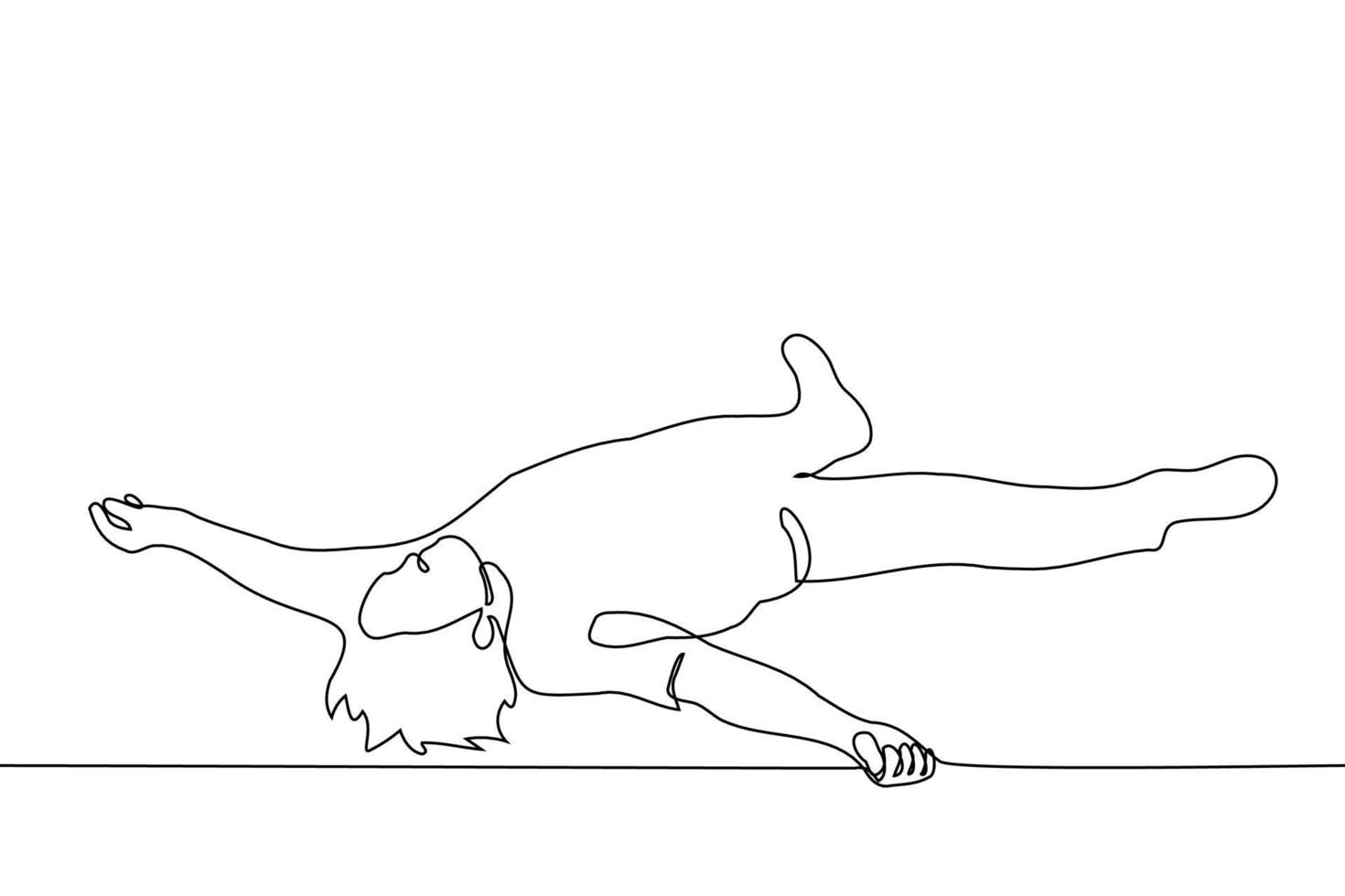 man lying on the floor one line drawing vector. concept fainting