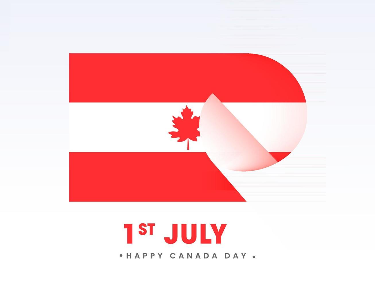 Glossy Paper Canada Flag on White Background for 1st July Celebration Concept. vector