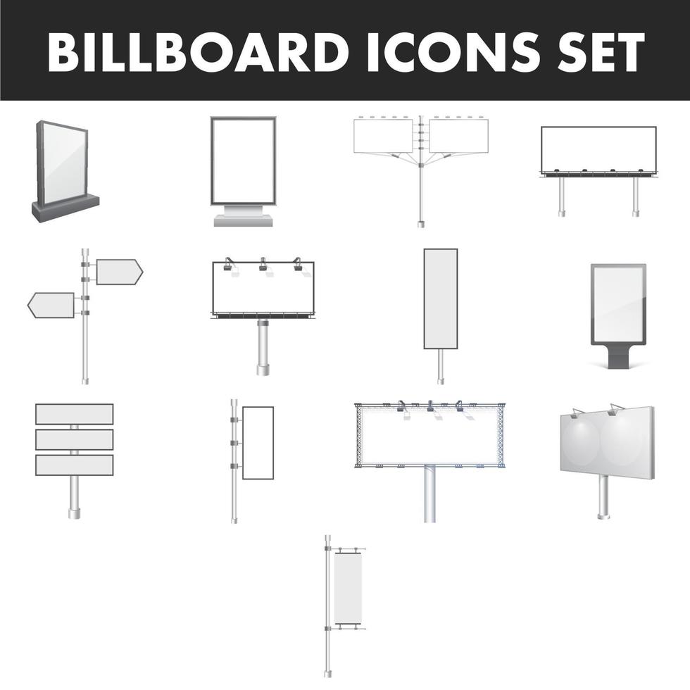 Billboard Icon Set on White Background. vector