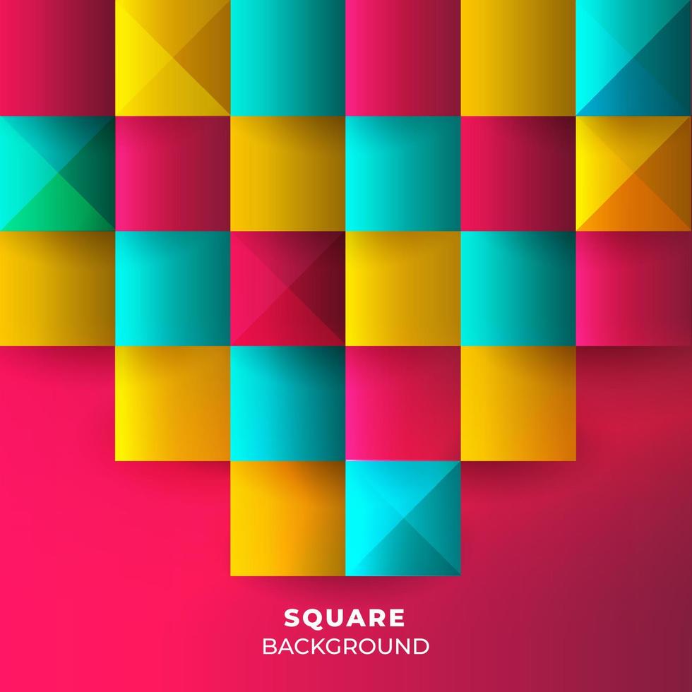 Glossy colorful geometric square seamless pattern element decorated red background. vector