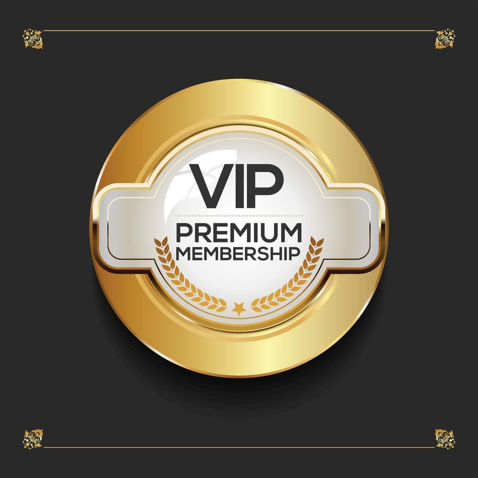 Vip premium membership golden badge on black background vector