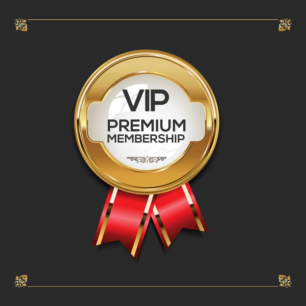 Vip premium membership golden badge on black background vector