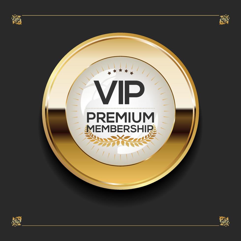 Vip premium membership golden badge on black background vector