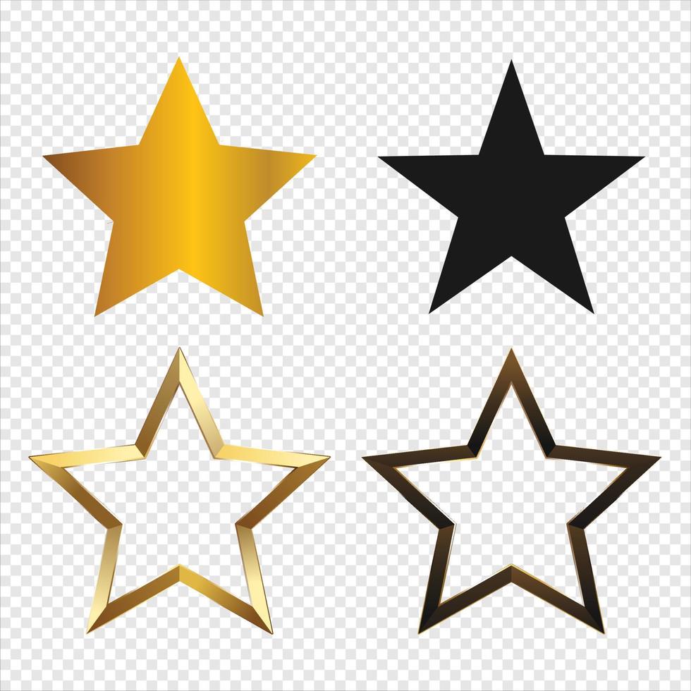 collection of glossy gold  white bronze and brown stars vector illustration