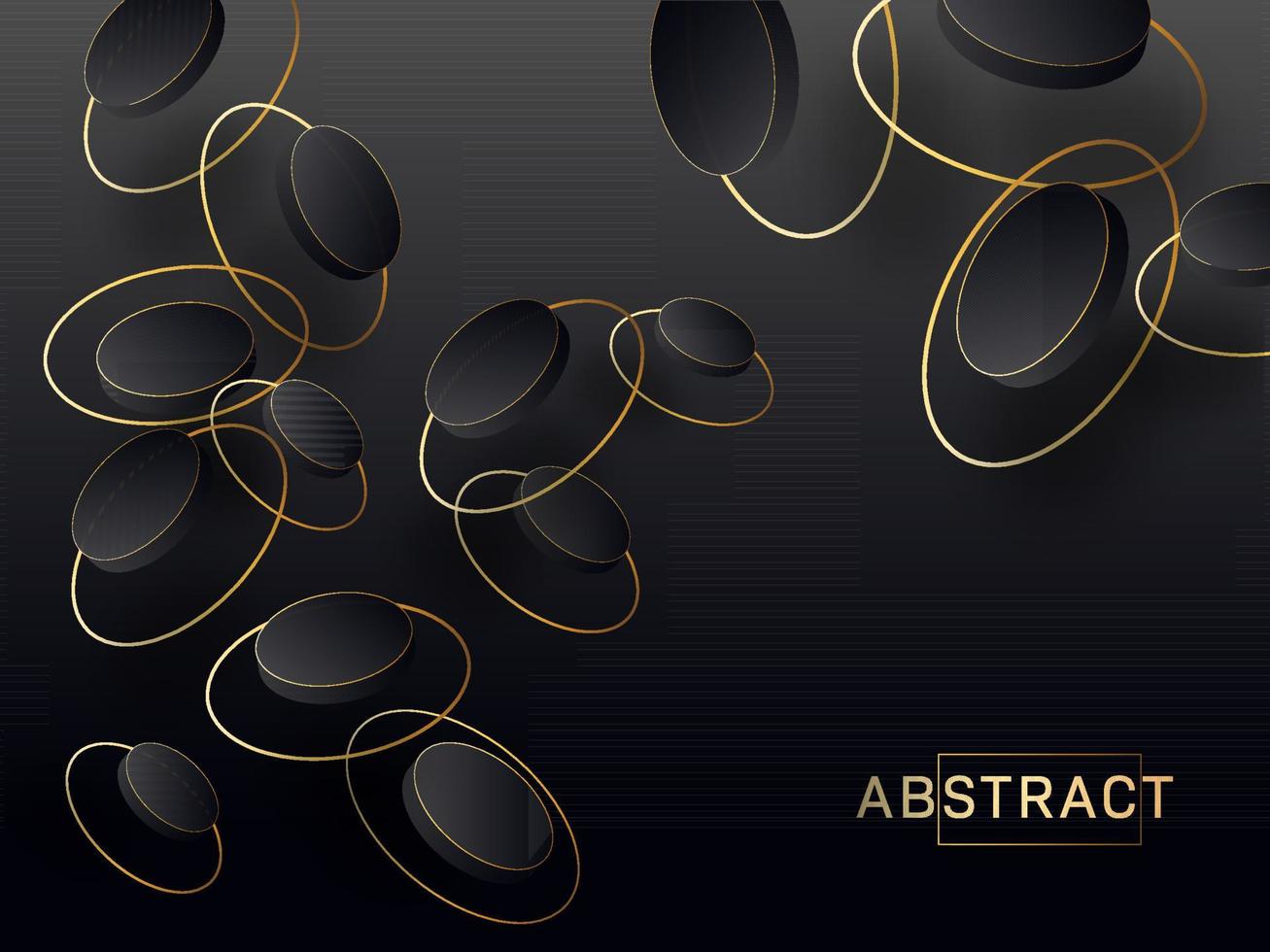 3D Circles Decorated Black Abstract Background. vector