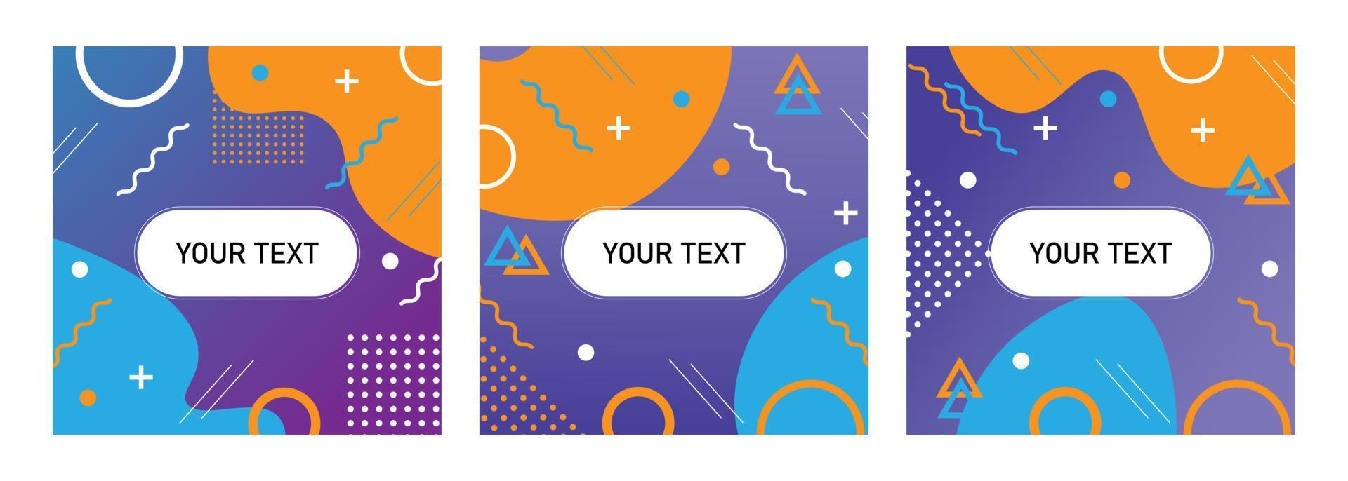 Memphis style cards Design Collection of Colorful templates with geometric shapes. Trendy Memphis fashion 80s-90s. vector
