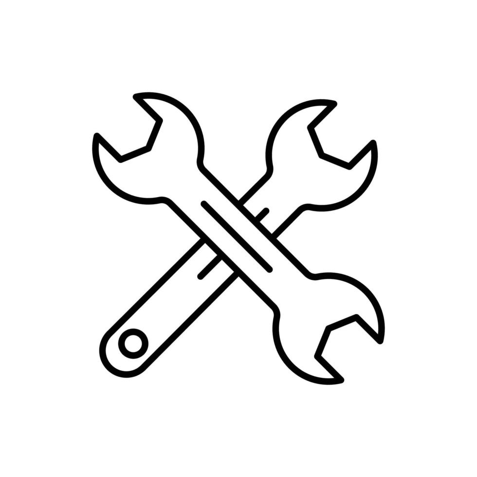 Wrench icon illustration. icon related to tool. outline icon style. Simple vector design editable
