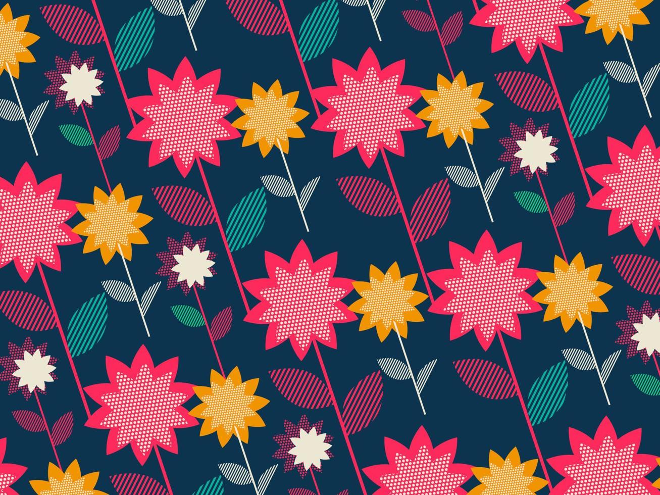Abstract Colorful Seamless Floral Pattern Background. vector