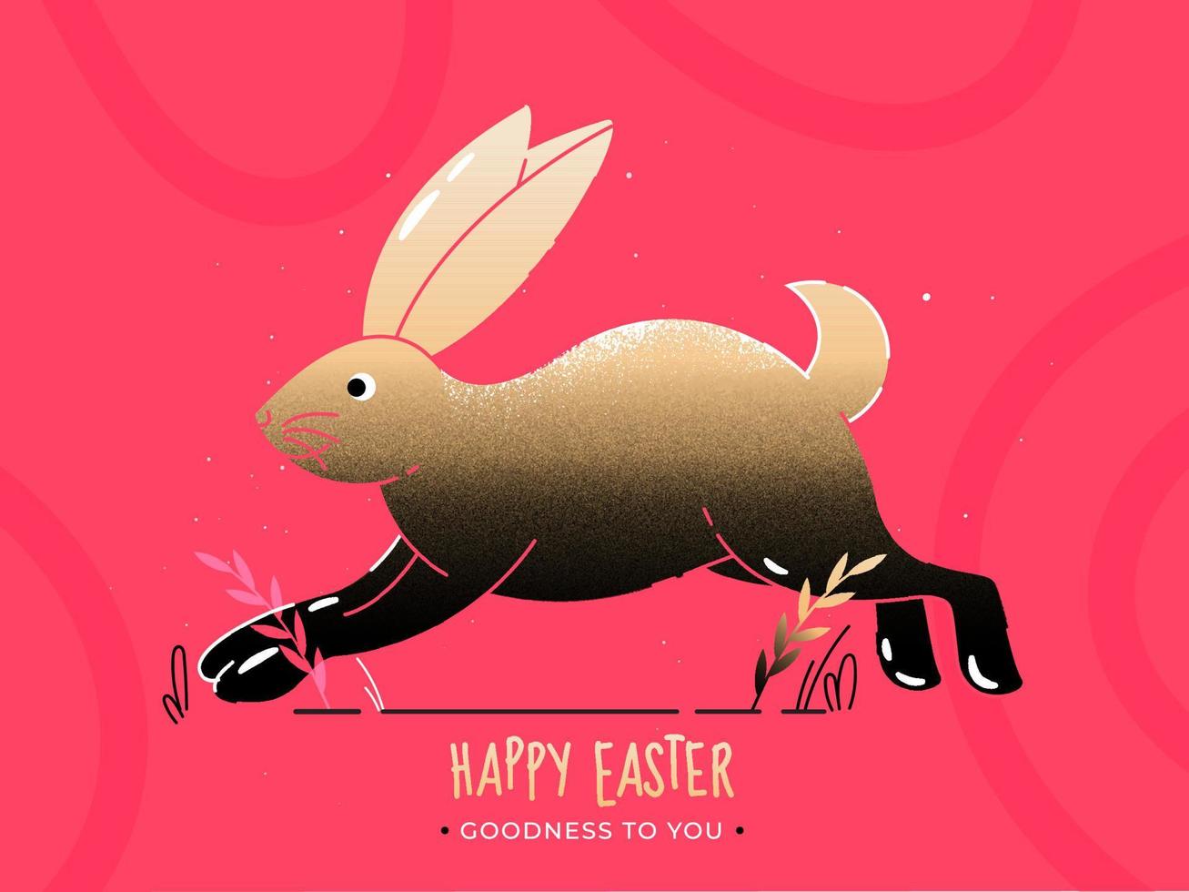 dibujos animados Conejo corriendo con frustrar textura en rojo antecedentes para contento Pascua de Resurrección celebracion, bondad a tú. vector