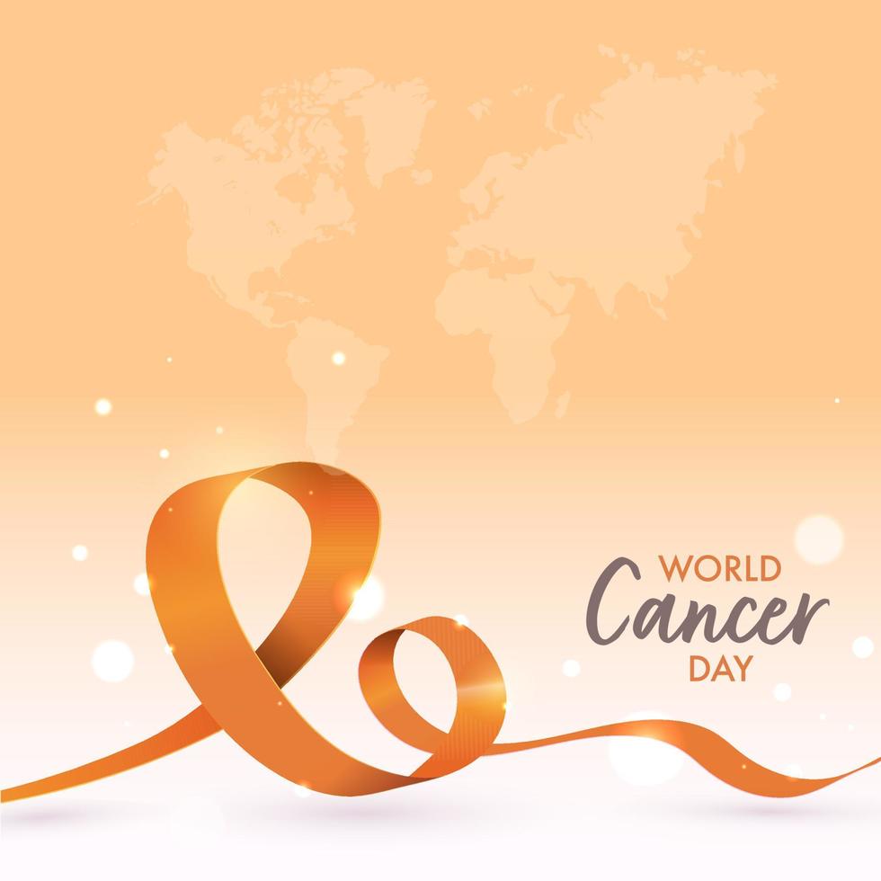 Leukemia And Kidney Awareness Ribbon On Glossy Background For World Cancer Day Concept. vector