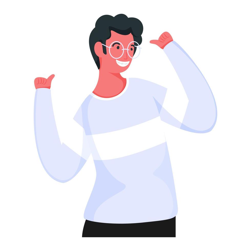 Young Boy Showing Thumbs Up from Both Hands on White Background. vector