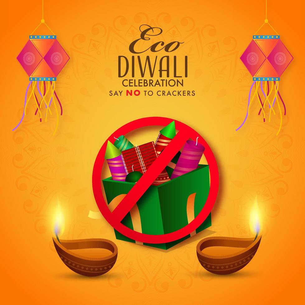 Eco Diwali, Do not burn fire crackers for a better enviorment concept. vector