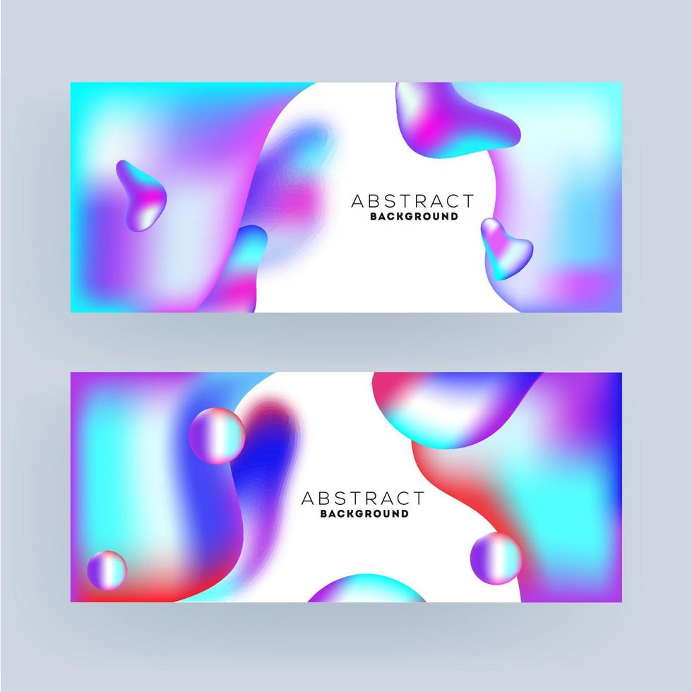 Set of Glossy Gradient Fluid Art Abstract Background. vector