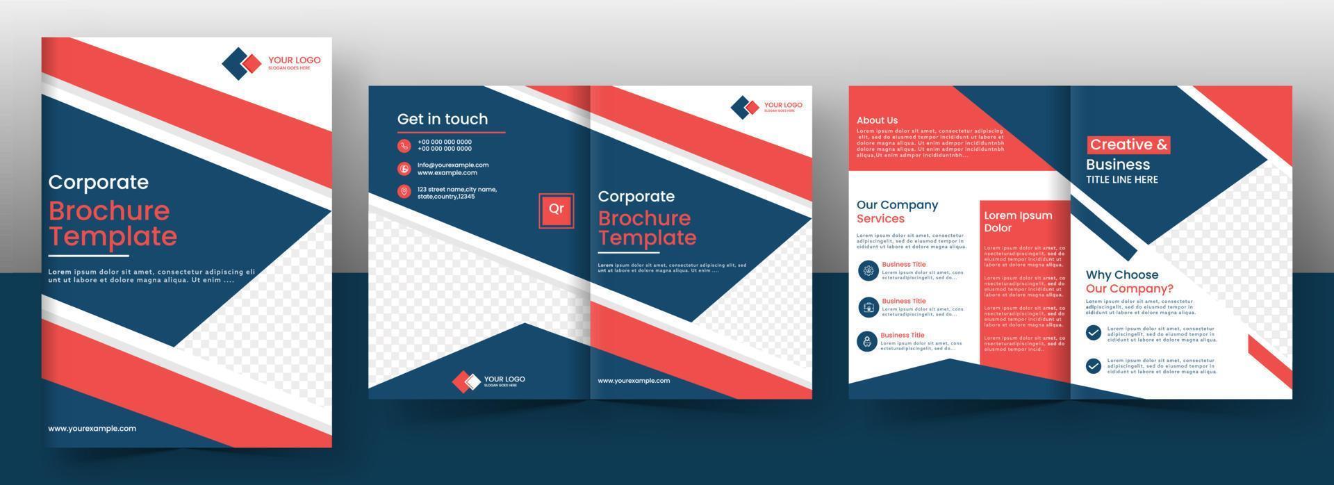 Corporate Brochure Template Or Cover Page Layout In Front And Back View. vector