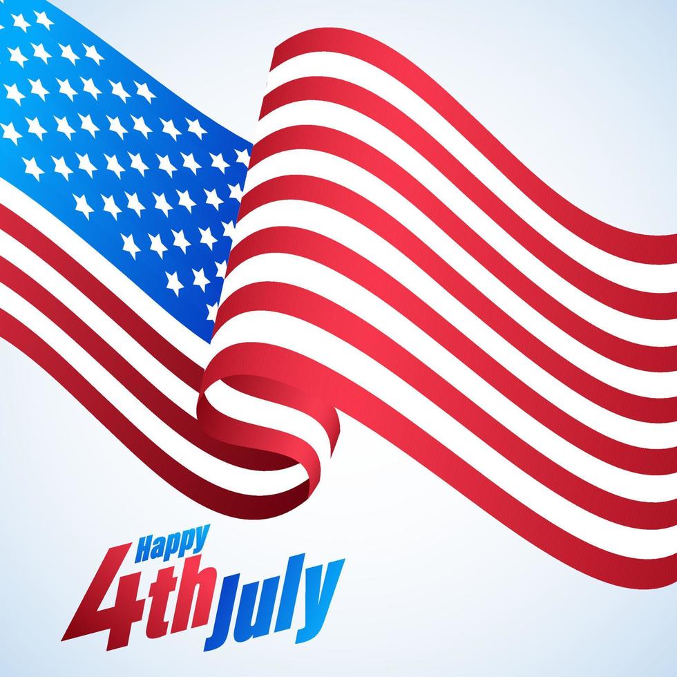 4to julio, contento independencia día póster diseño con Estados Unidos ola bandera. vector
