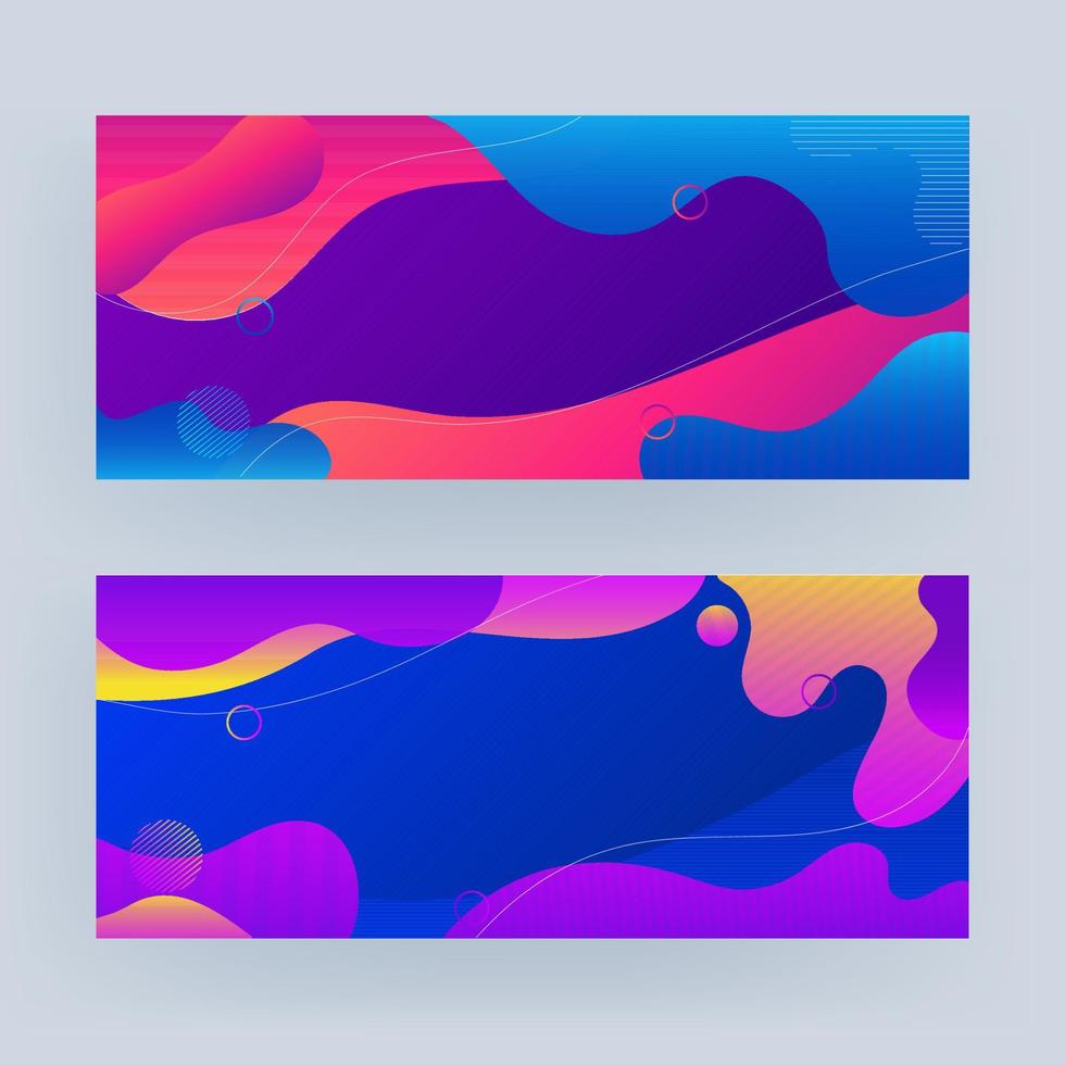 Colorful fluid art abstract background in two option. vector