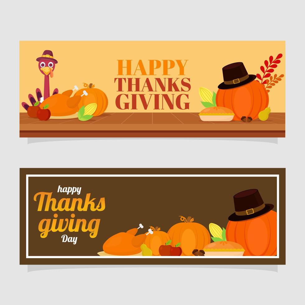 Happy Thanksgiving Day Header or Banner Design with Festival Elements in Two Color Option. vector