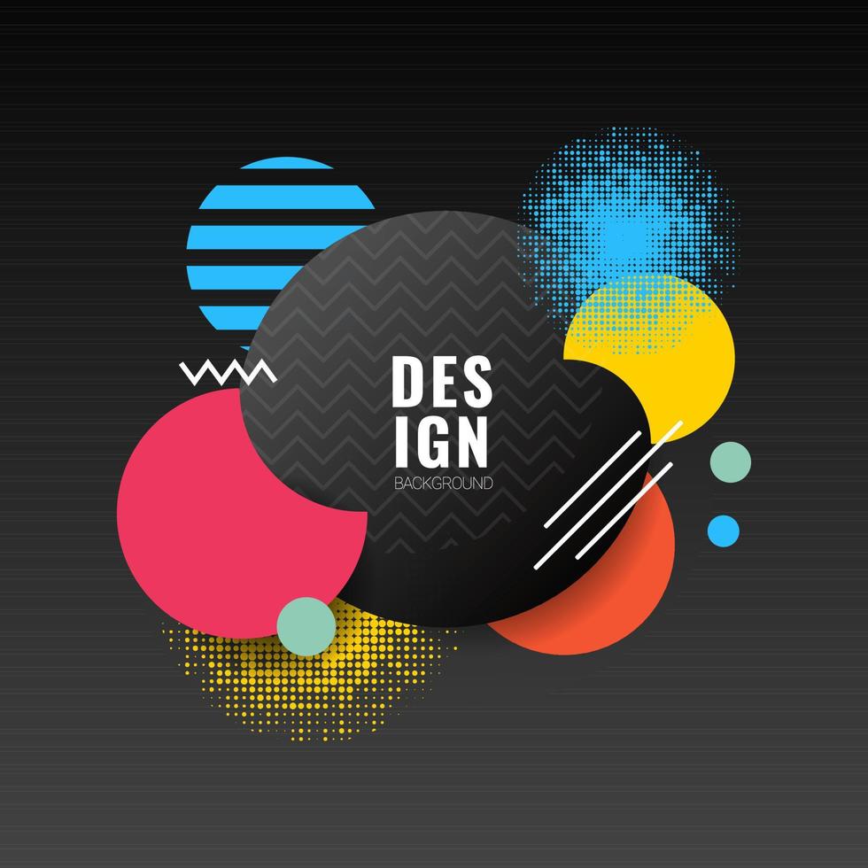 Abstract design with dynamic circle geometric colorful pattern on black background. vector