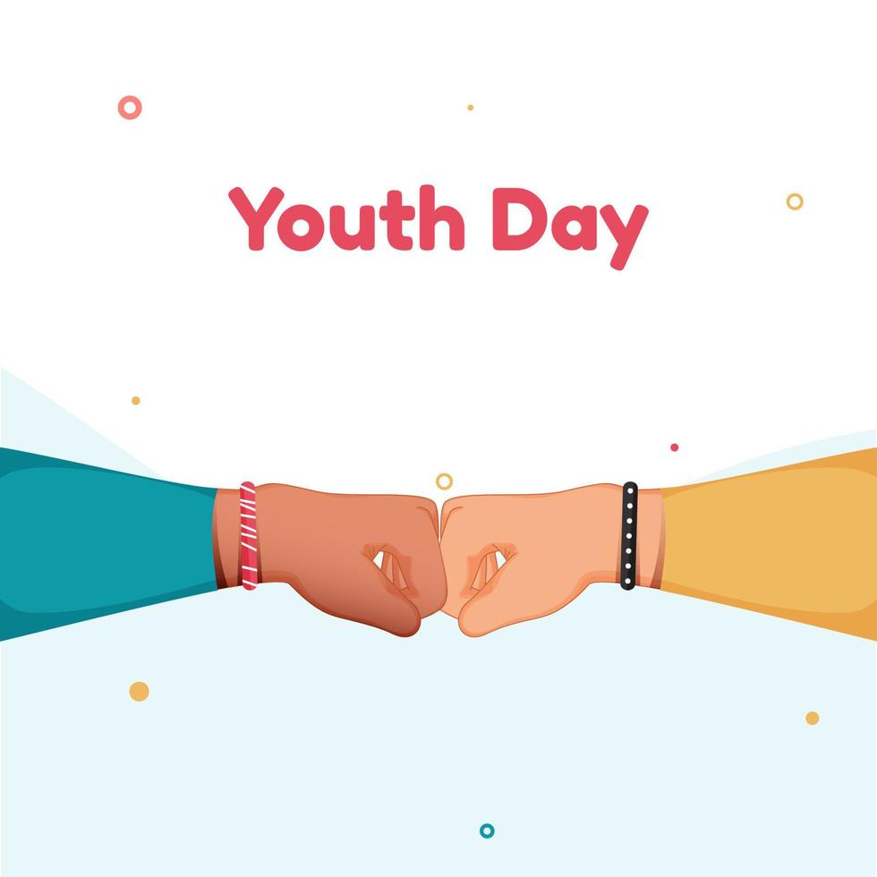 Youth Day Text with Fist Bump on White Background. vector