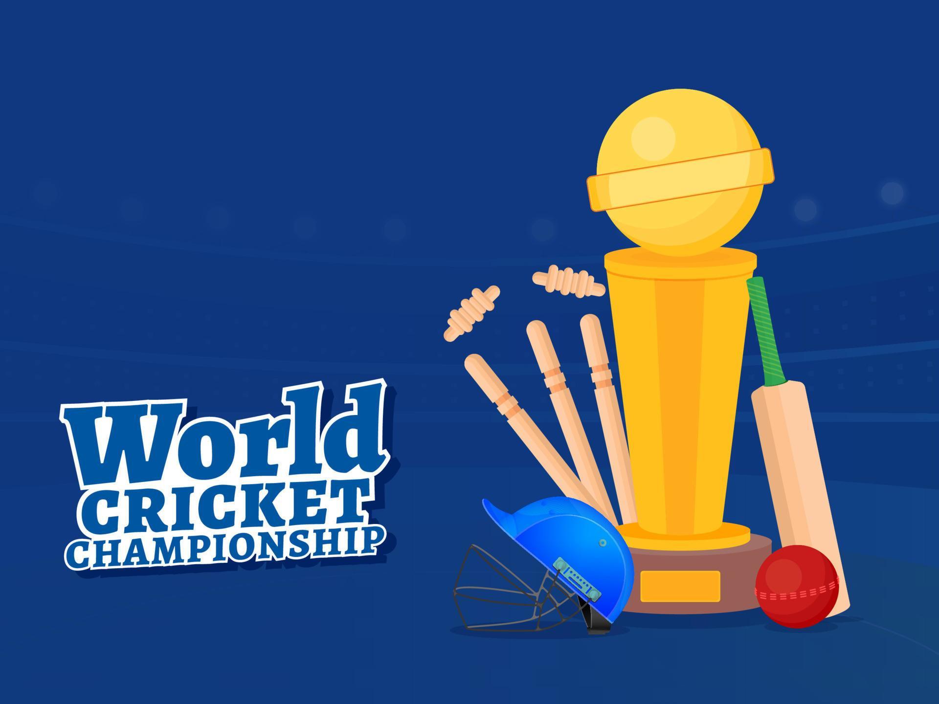 World Cricket Championship Poster Design with Bat, Ball, Helmet