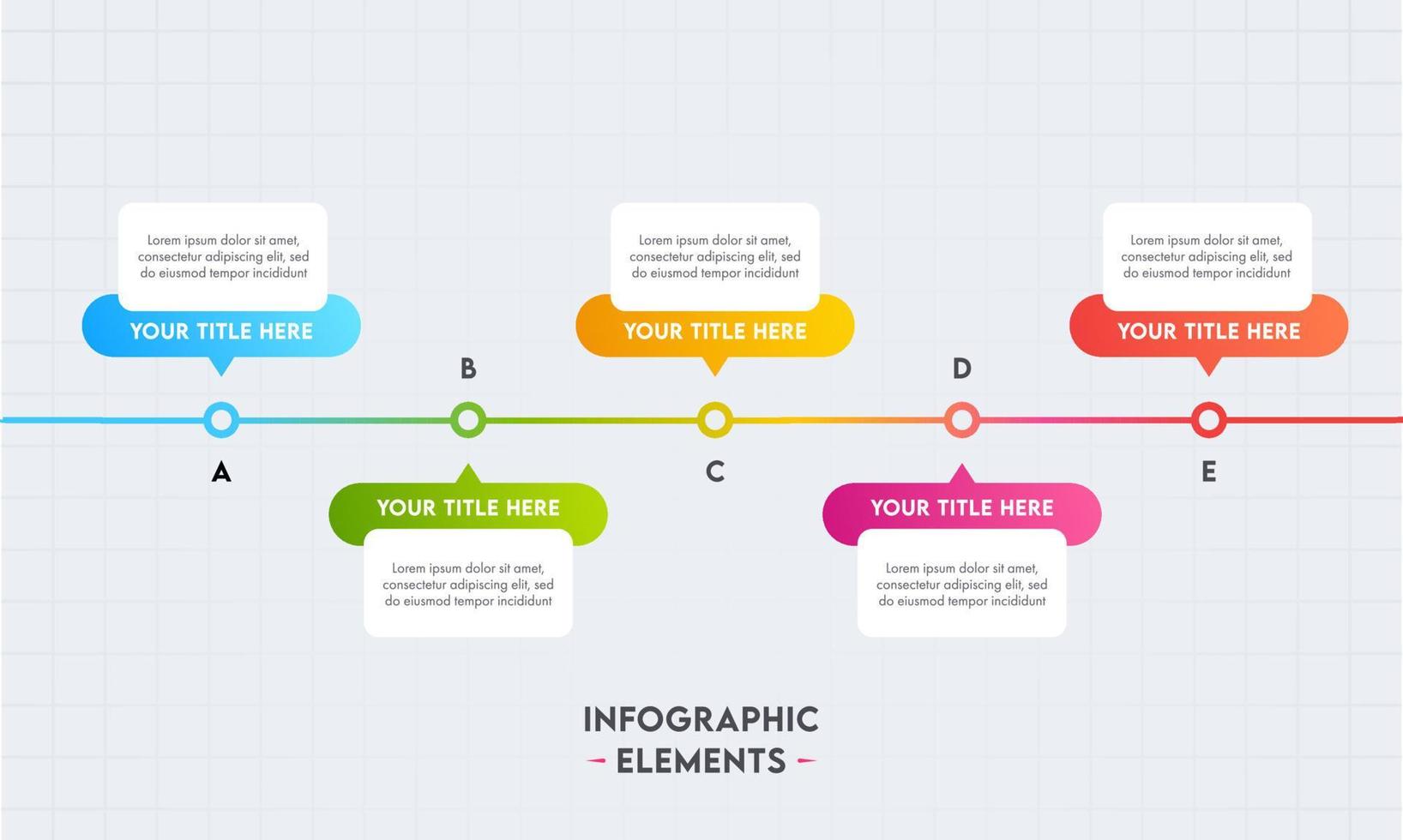Presentation Business Infographic Elements with 5 Options on Grid Background. vector
