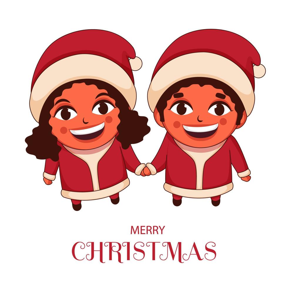Illustration of Cheerful Kids Character on White Background for Merry Christmas Celebration. vector