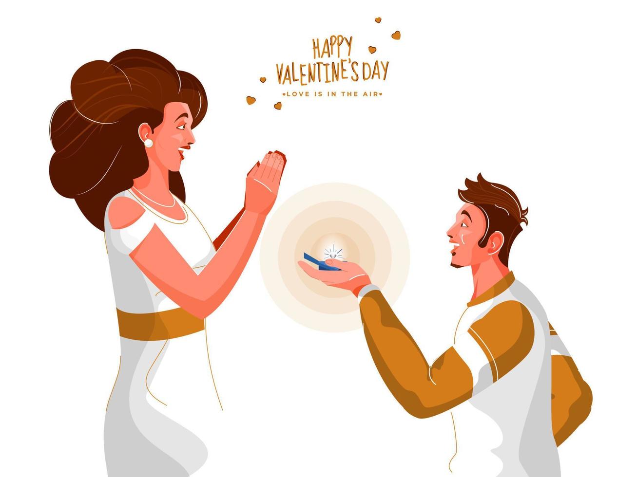 Young Boy Proposing to His Girlfriend on the Occasion of Happy Valentine's Day. vector