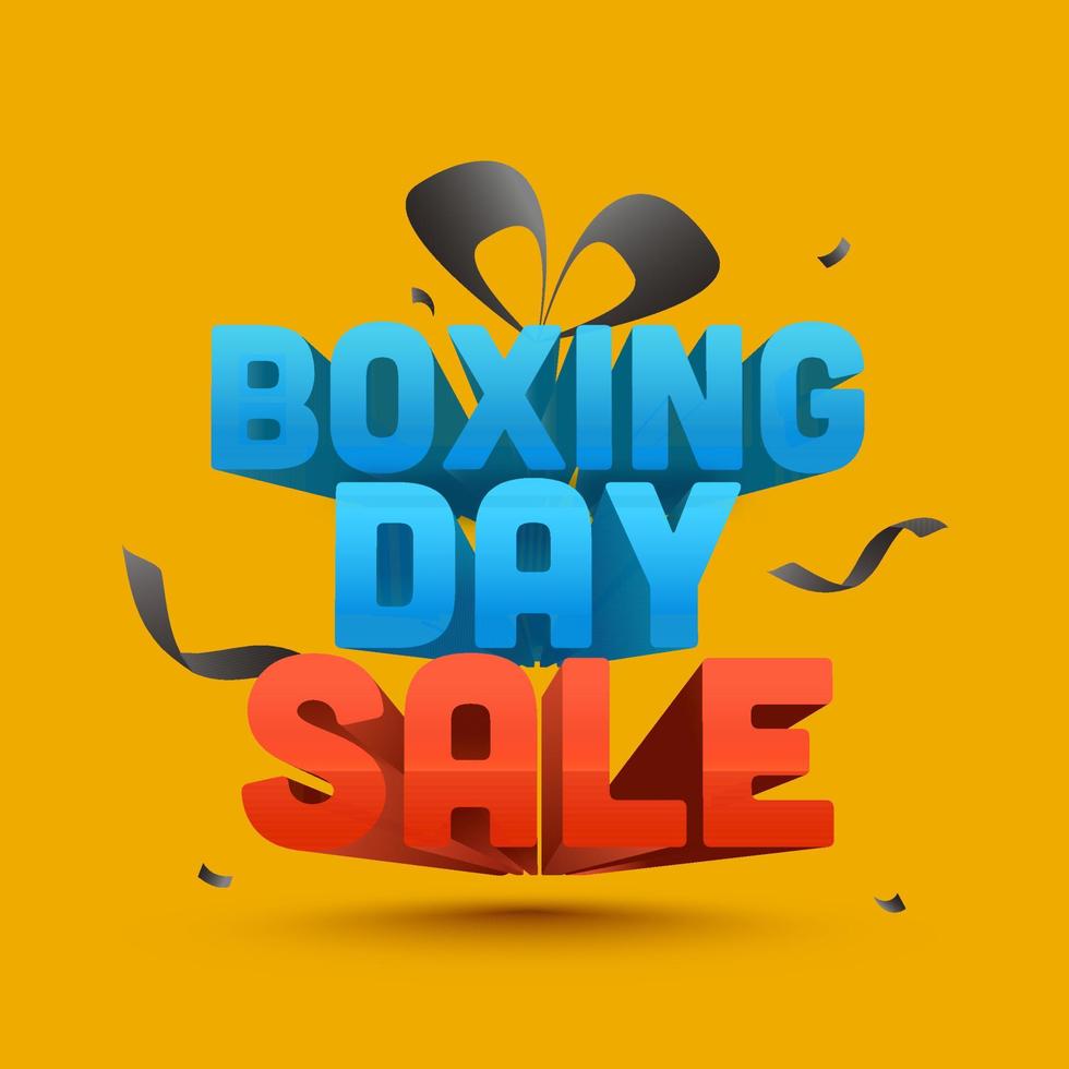 3D Style Boxing Day Sale Text On Yellow Background Can Be Used As Poster Design. vector