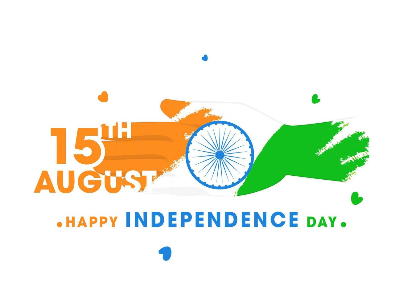 Human Hand Print From India Flag in Brush Stroke Style for 15th August, Happy Independence Day Concept. vector