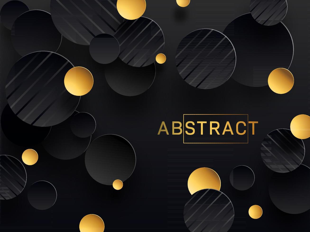 Black and Golden Paper Circle Abstract Background. vector
