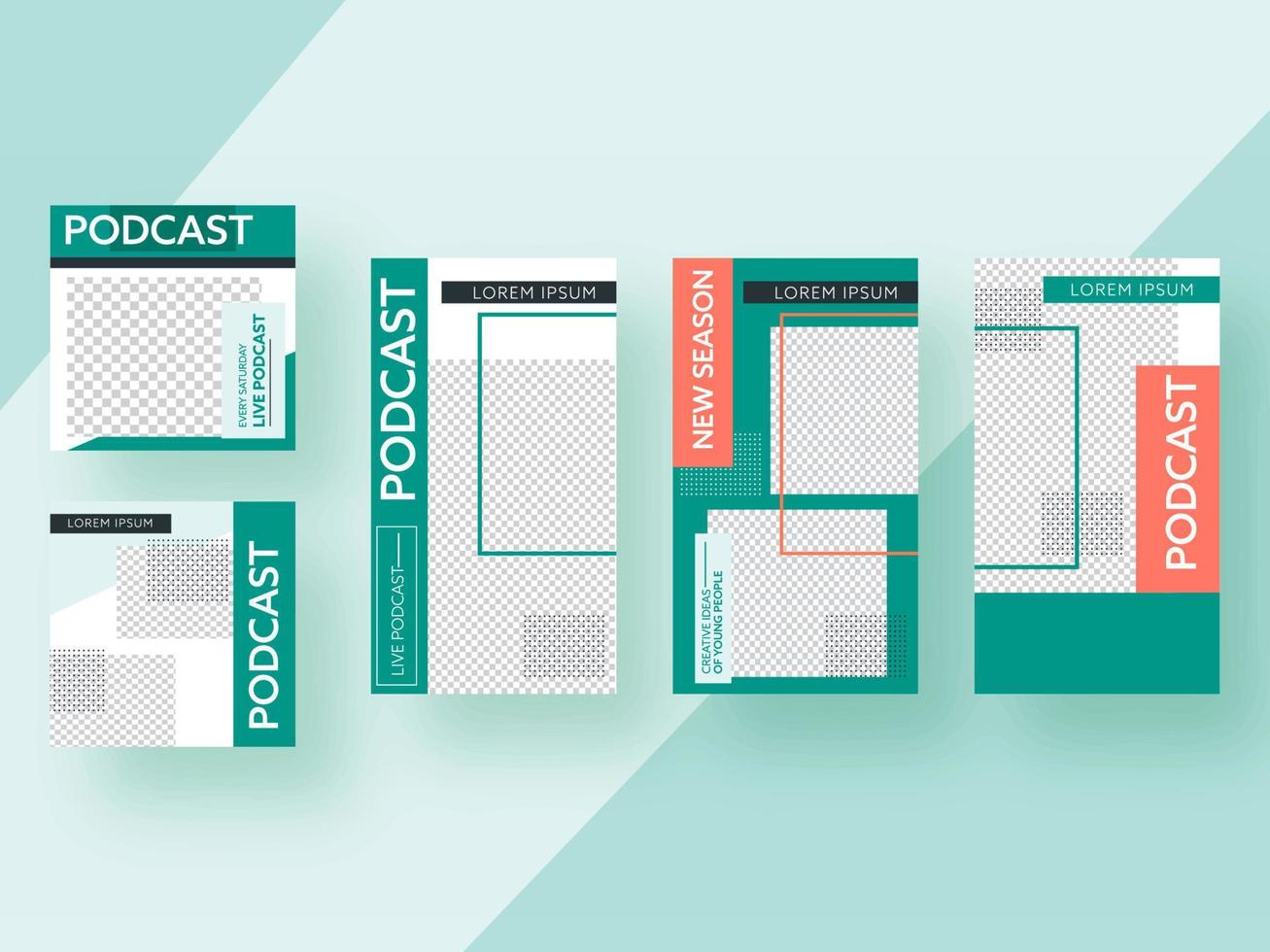 Social Media Editable Square Poster and Template Design Set. vector