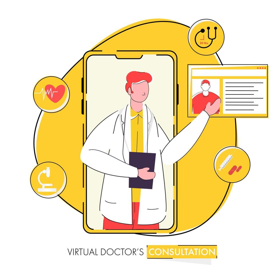 Virtual Doctor's Consultation Concept Based Poster Design For Advertising. vector