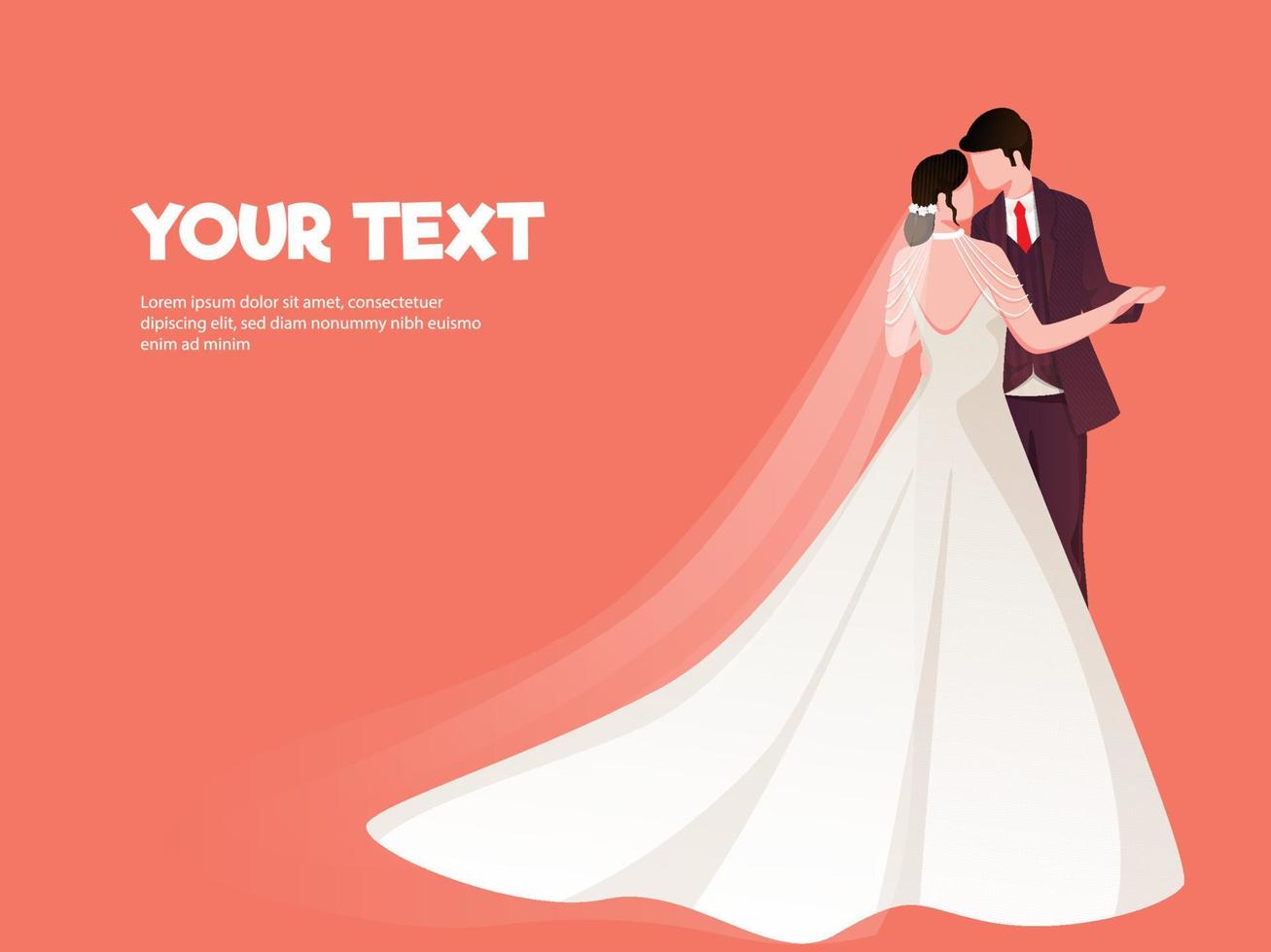 Cartoon Romantic Couple Doing Dance on Red Background. vector