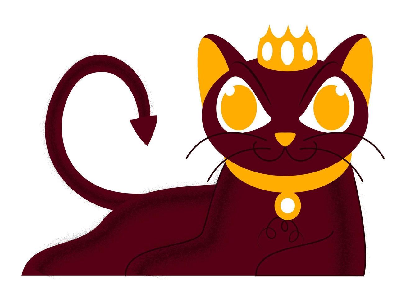 Cartoon Character Of Queen Cat With Noise Effect In Yellow And Dark Red Color. vector