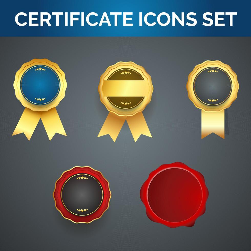 Certificate Icon Set on Grey Background. vector