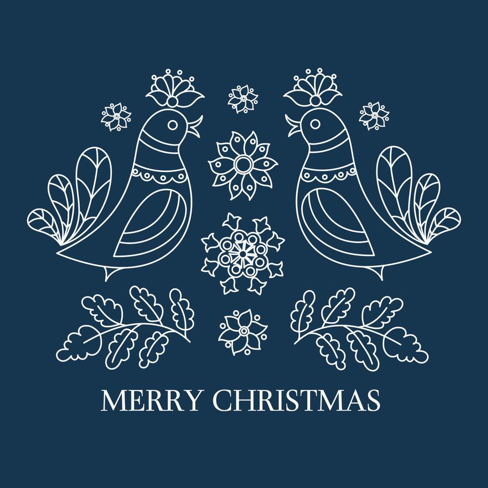 ETHNO CHRISTMAS Folk Bird Ornament Vector Illustration Set