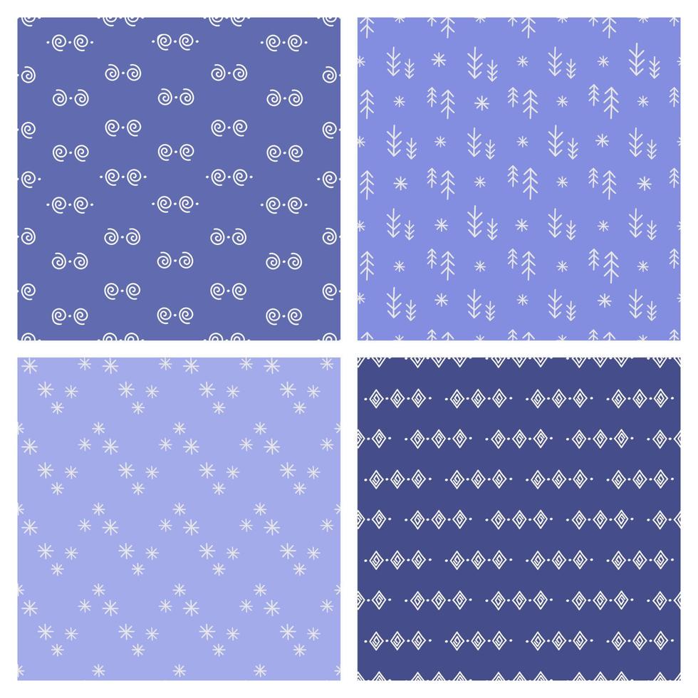 ESKIMO SET Winter Seamless Pattern Vector Illustration Print