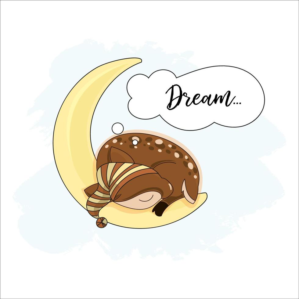 Luna ciervo bueno noche dibujos animados animal vector ilustración conjunto