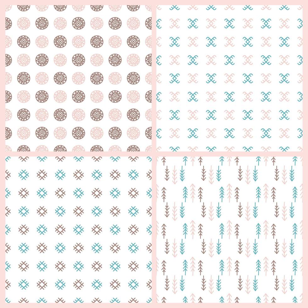 INDIANS SET American Native Culture Ethnic Seamless Pattern vector