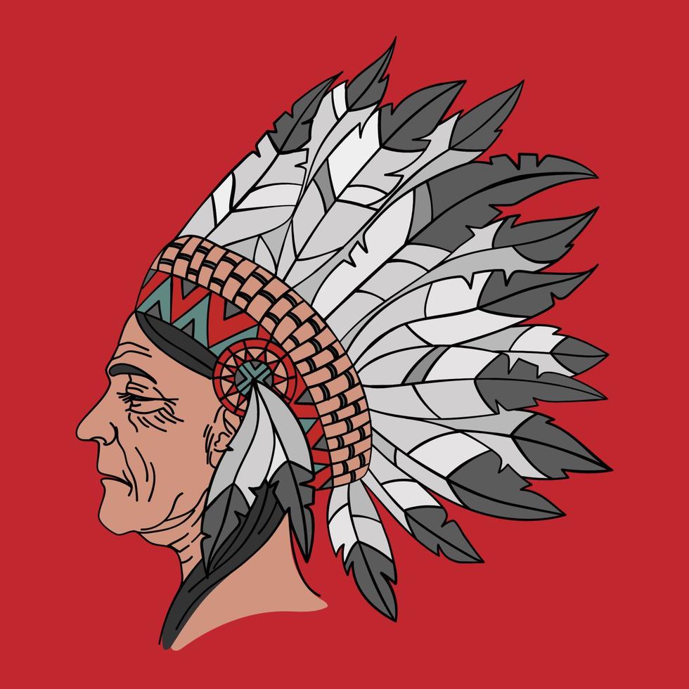 indios mujer americano nativo retrato vector ilustración