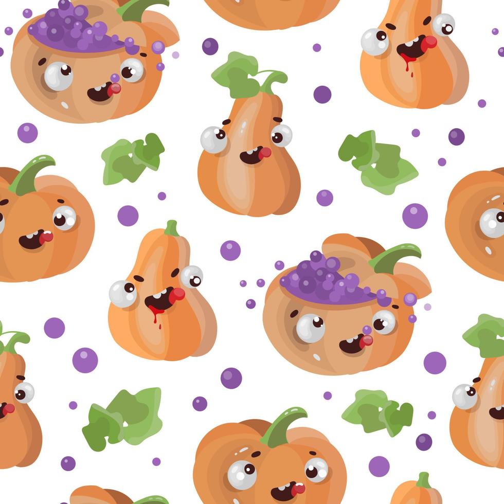 HALLOWEEN PUMPKIN Flat Design Seamless Pattern Vector Print