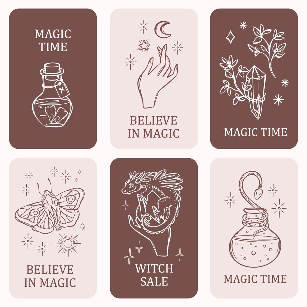 místico plantillas esotérico oculto astrología símbolo tarjeta conjunto vector