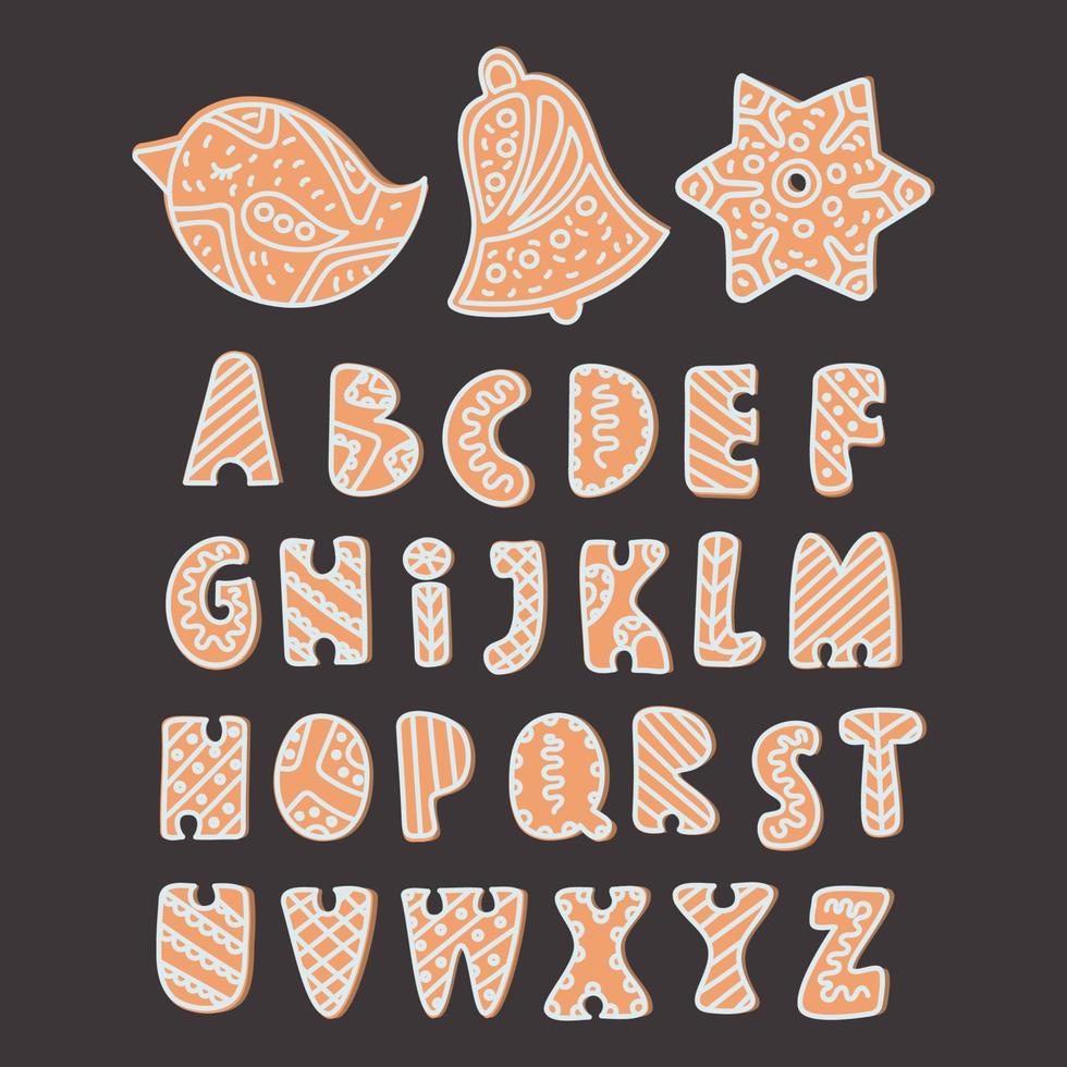 GINGERBREAD LETTER SET Dessert Alphabet Vector Illustration Set
