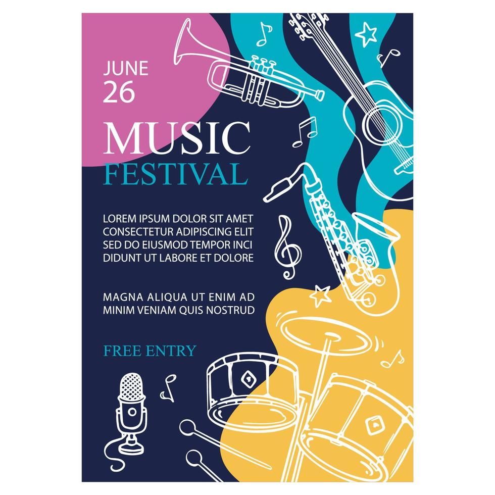 MUSIC FESTIVAL Vertical Banner Invitation Concert Poster vector