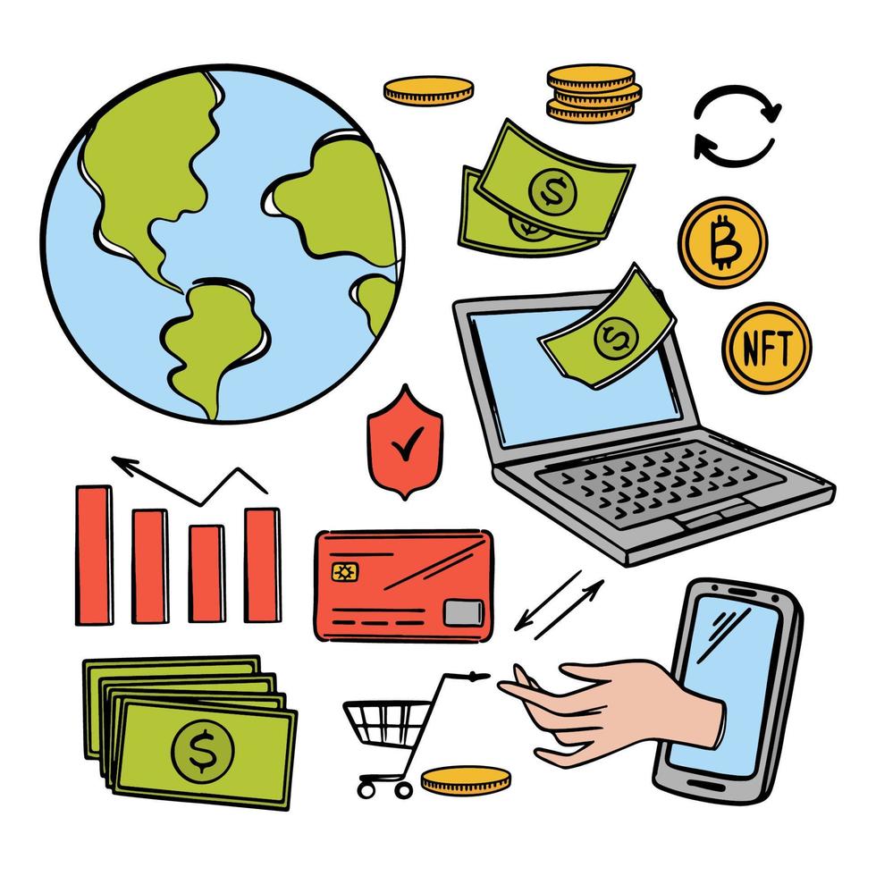 E-COMMERCE TRADING Online Selling Of Arts For Cryptocurrency vector