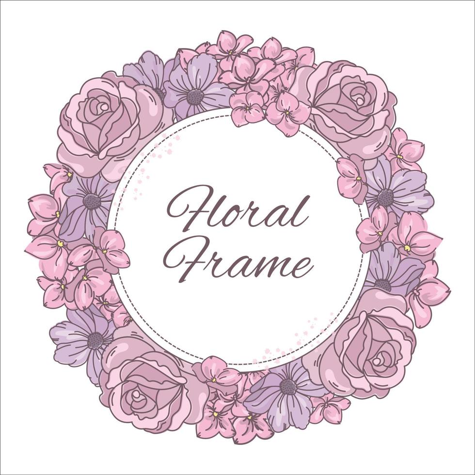 FLORAL FRAME Wedding Cartoon Wreath Vector Illustration Set