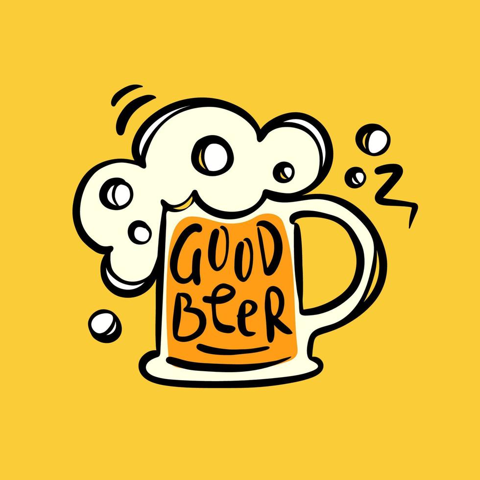 bueno cerveza texto letras dibujos animados bebida vector ilustración conjunto